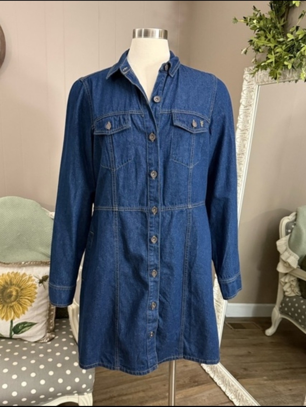 NWOT Frye Dark Blue Denim Button-Front Jacket